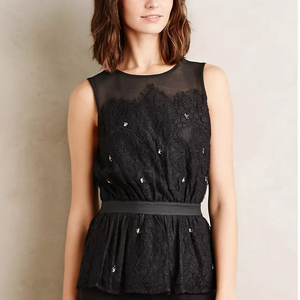 Anthropologie black peplum top